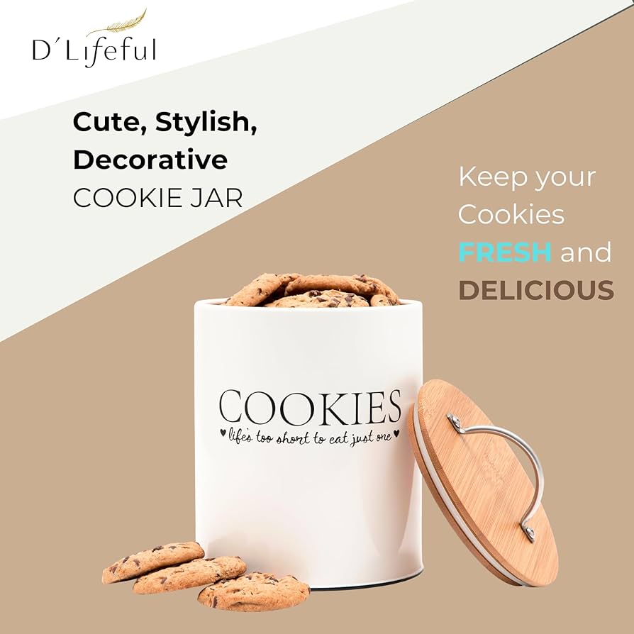 Amazon.co.jp: D'Lifeful クッキージャー 密閉竹蓋付き – 0.6